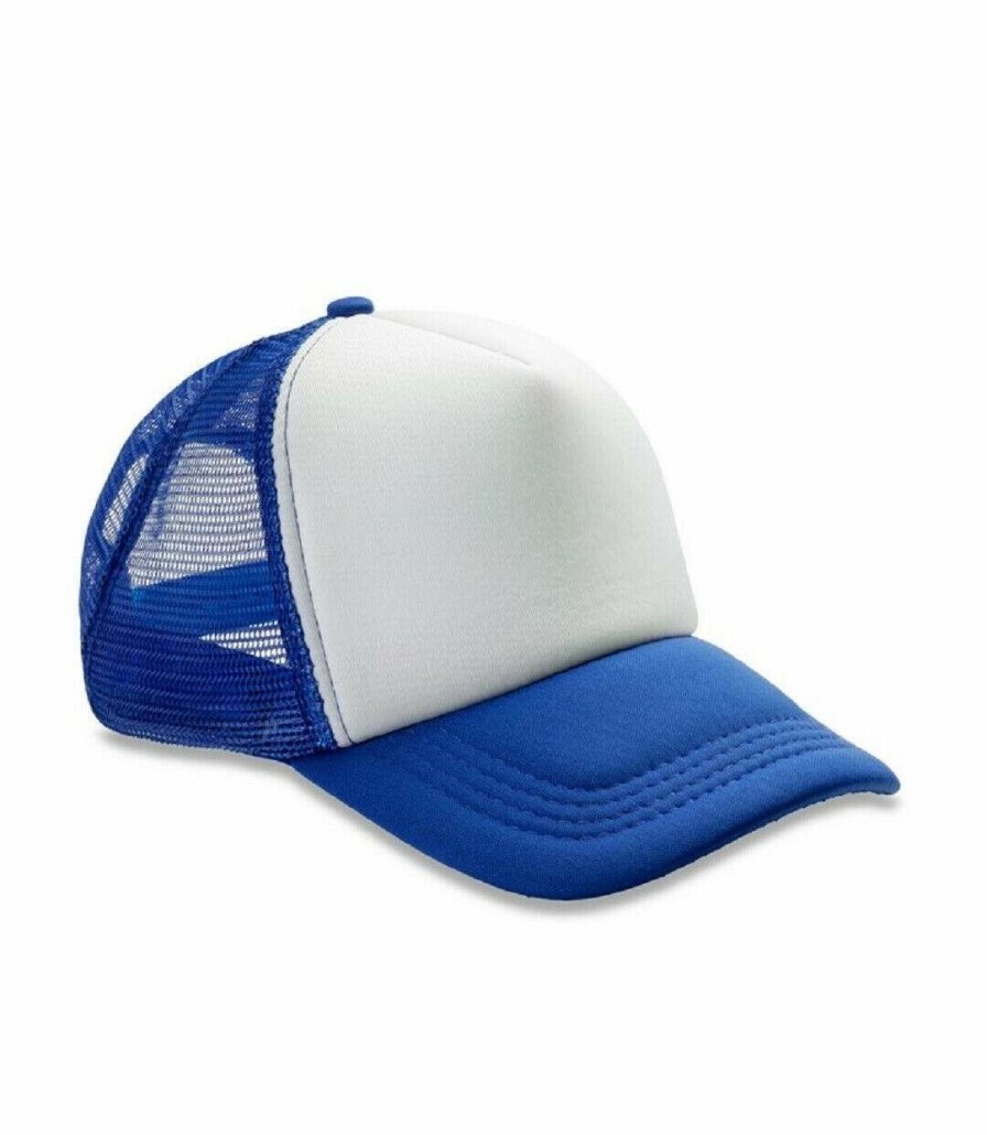 * Pertemba Clearance Result Headwear Mens Core Detroit 1/2 Mesh Truckers Cap (Royal/White) Utrw7249 Clearance