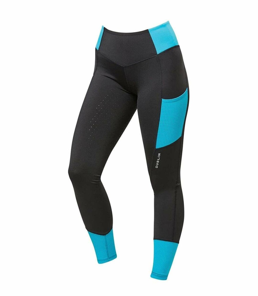 * Pertemba Hot Selling Dublin Womens/Ladies Power Performance Colour Block Horse Riding Tights (Aqua Blue) Utwb1671 Wholesale