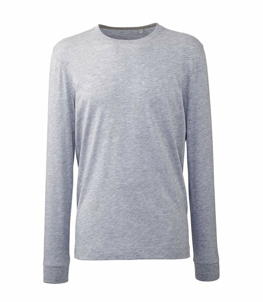 * Pertemba Best-Selling Anthem Mens Marl Long-Sleeved T-Shirt (Grey Marl) Utrw7882 Hot