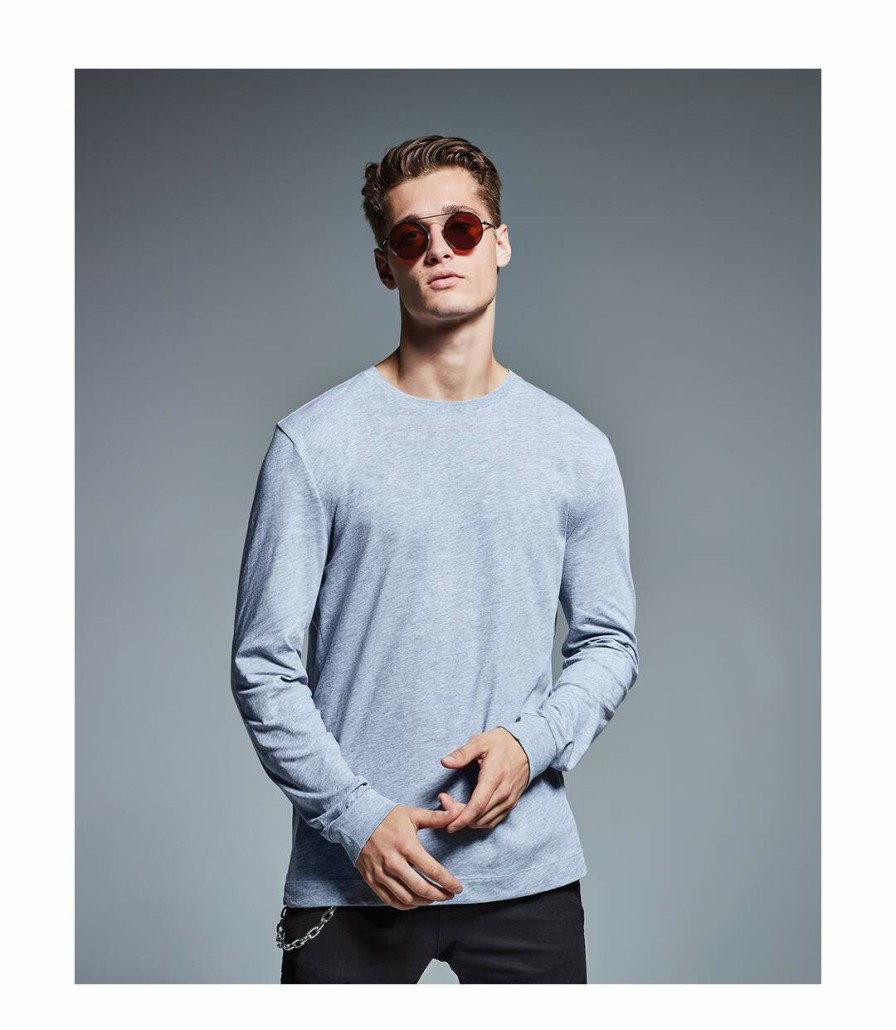 * Pertemba Best-Selling Anthem Mens Marl Long-Sleeved T-Shirt (Grey Marl) Utrw7882 Hot