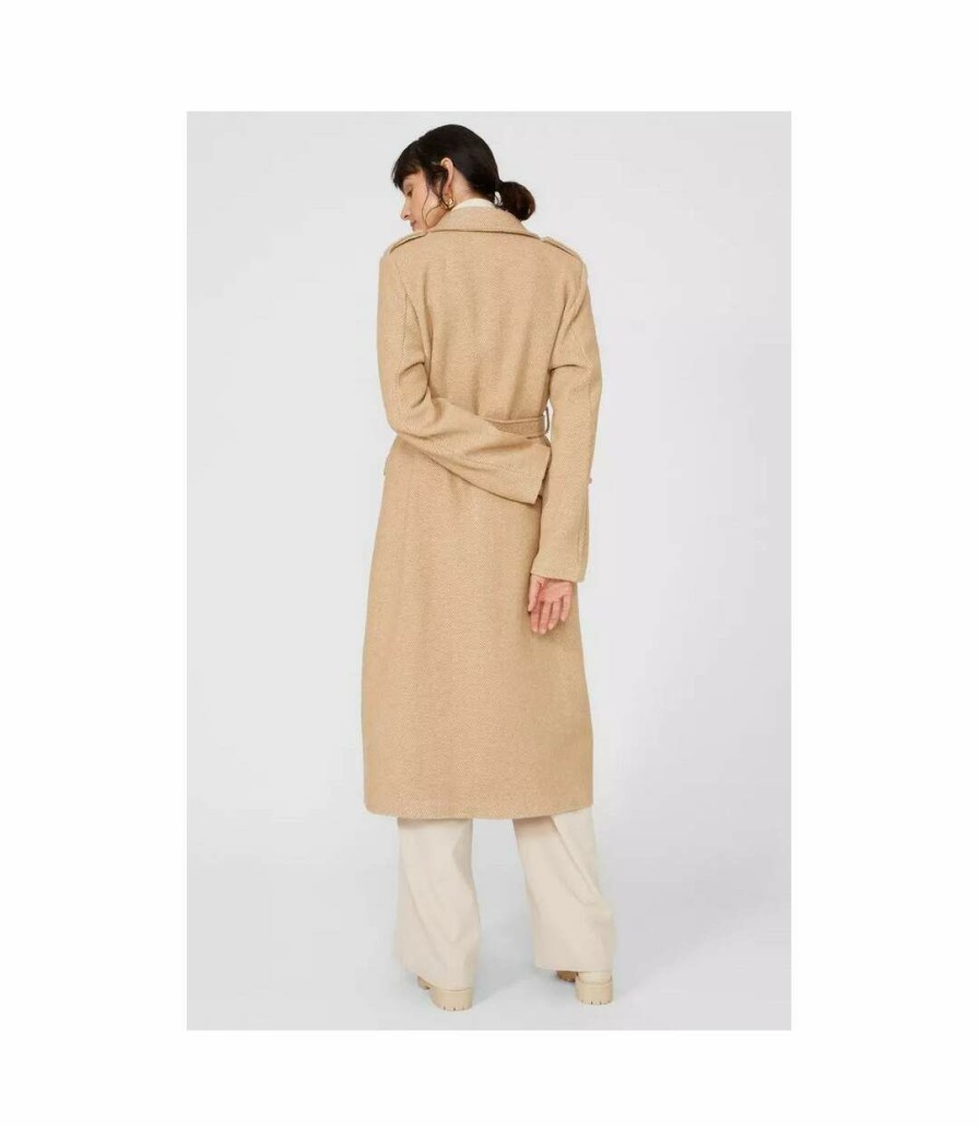 * Pertemba Clearance Principles Womens/Ladies Herringbone Belt Coat (Stone) Utdh3083 New