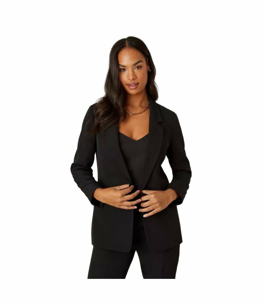 * Pertemba Closeout Sale Dorothy Perkins Womens/Ladies Turned Up Cuff Blazer (Black) Utdp1041 Hot