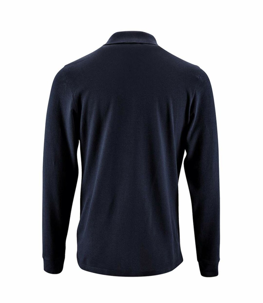 * Pertemba Attractive Sols Mens Perfect Long Sleeve Pique Polo Shirt (French Navy) Utpc2912 New