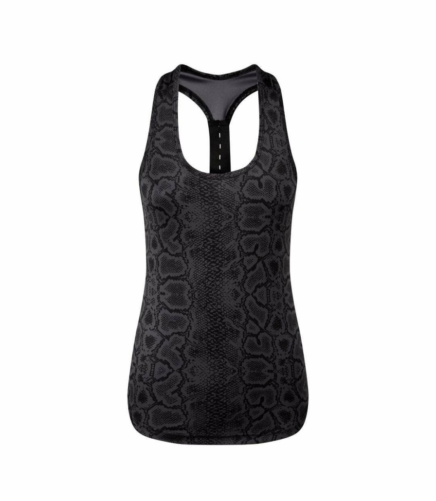 * Pertemba Opening Sales Tridri Womens/Ladies Performance Strap Back Animal Printed Tank (Snake Black) Utrw7509 Clearance