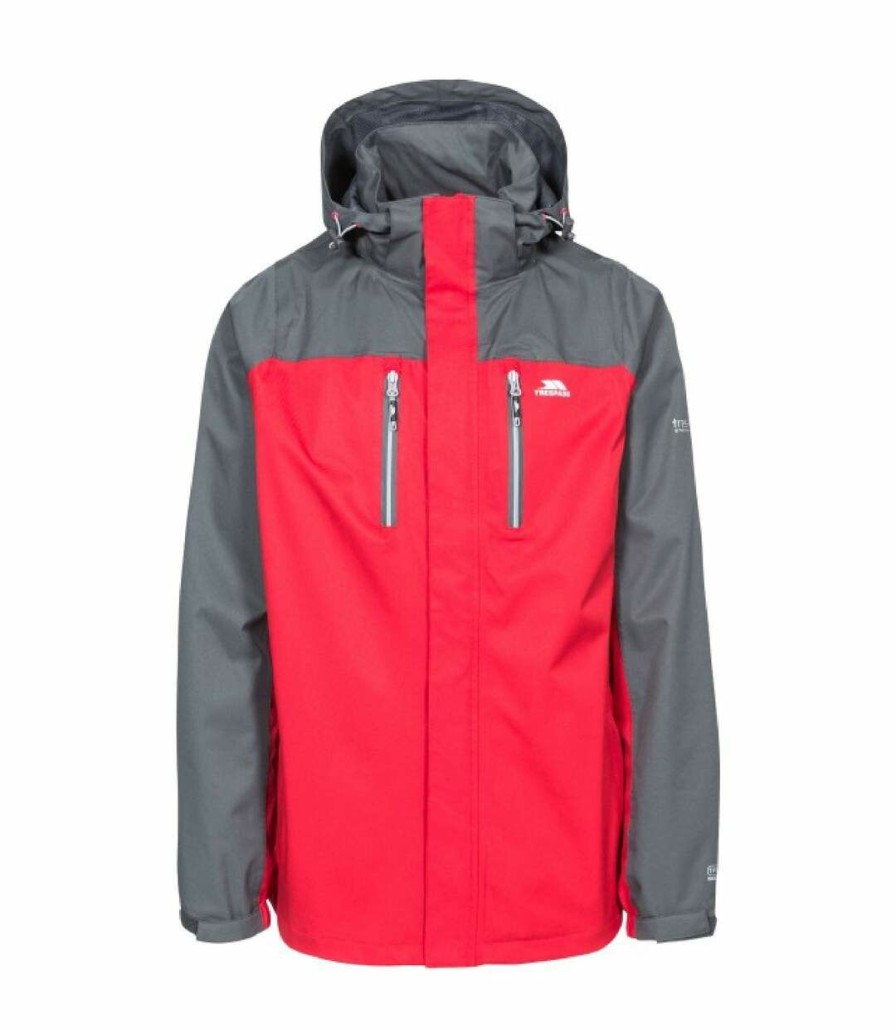 * Pertemba Crazy Deals Trespass Mens Wooster Waterproof Jacket (Red) Uttp4064 Wholesale