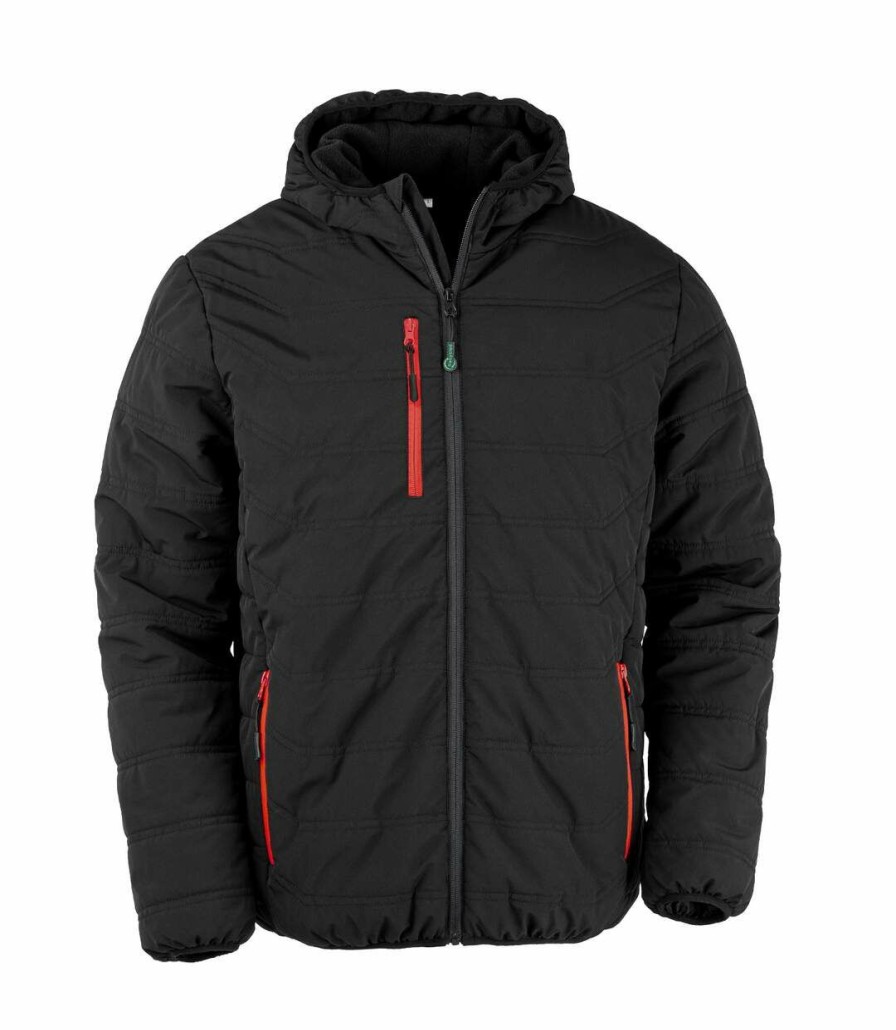 * Pertemba Lower Prices Result Genuine Recycled Mens Compass Padded Jacket (Black/Red) Utpc4629 New