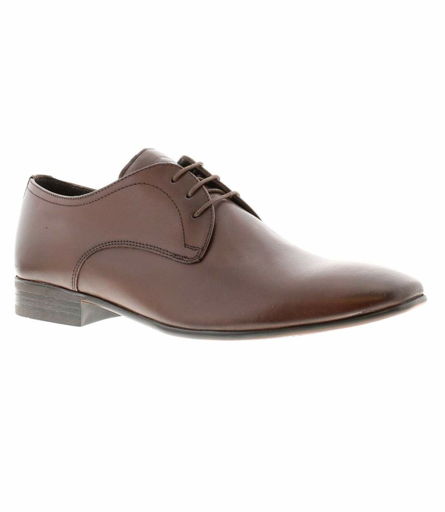 * Pertemba Lower Prices Base London Mens Seymour Leather Derby Shoes (Burnt Brown) Utfs9181 Wholesale