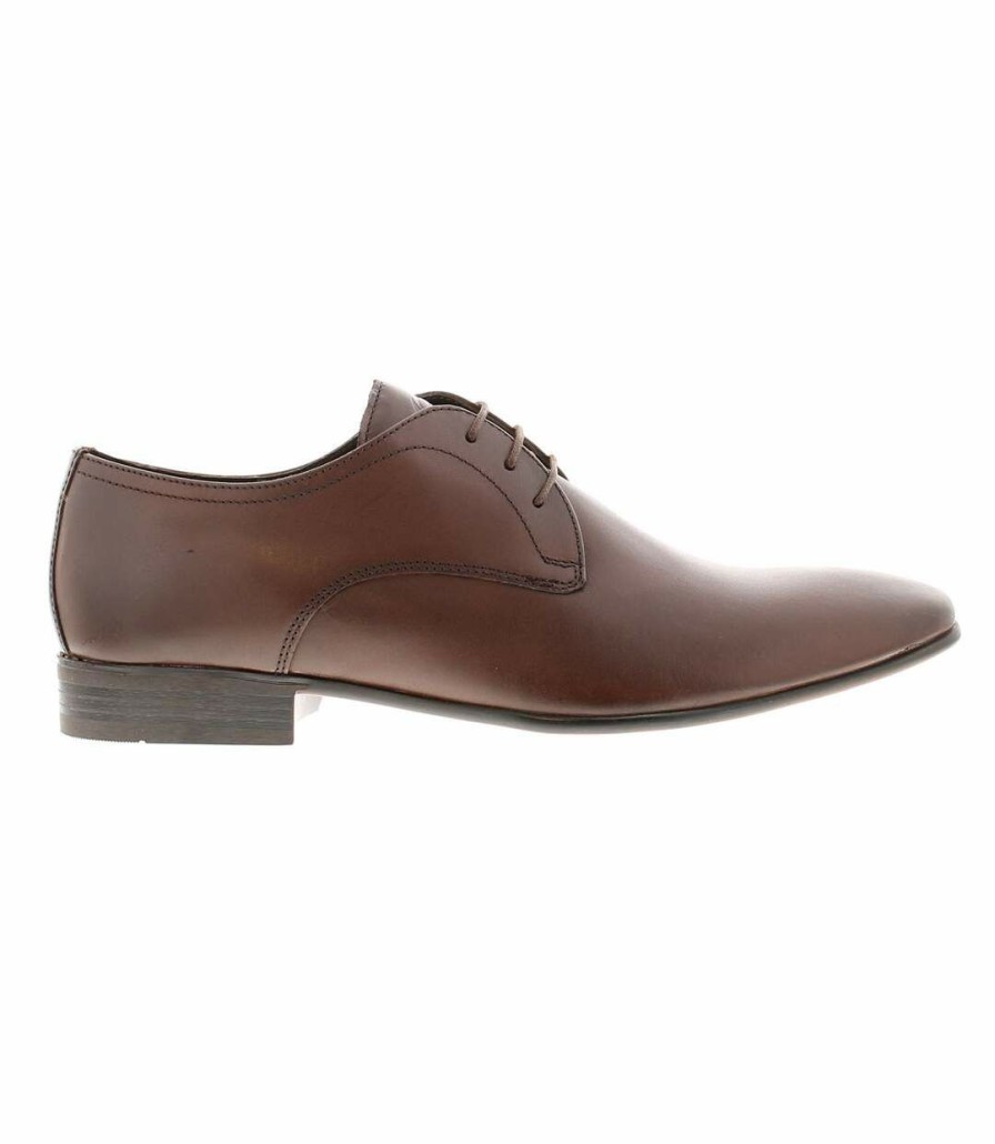 * Pertemba Lower Prices Base London Mens Seymour Leather Derby Shoes (Burnt Brown) Utfs9181 Wholesale