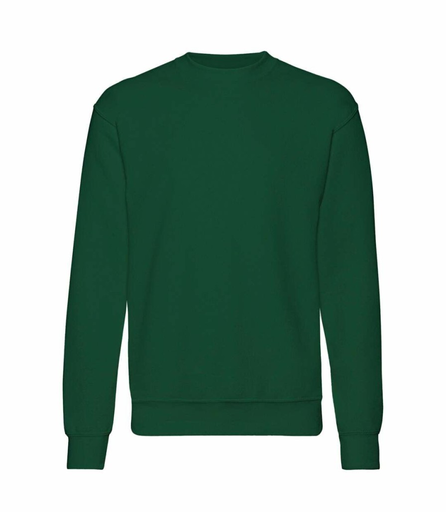 * Pertemba Classical Fruit Of The Loom Mens Set-In Belcoro Yarn Sweatshirt (Bottle Green) Utbc365 Hot