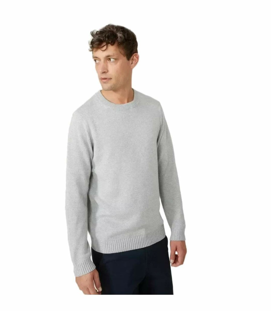 * Pertemba Classical Maine Mens Premium Cotton Crew Neck Sweater (Light Grey) Utdh1848 Online