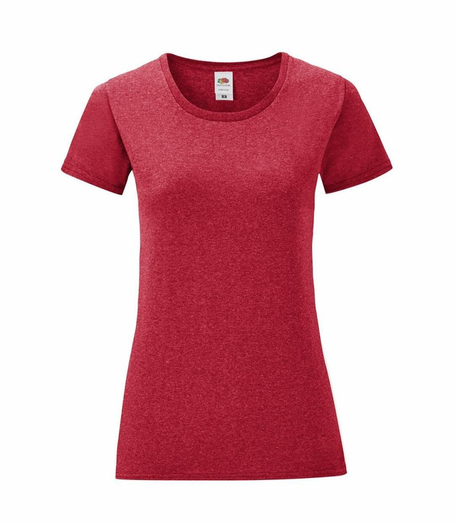 * Pertemba Clearance Fruit Of The Loom Womens/Ladies Iconic T-Shirt (Heather Red) Utpc3400 Best