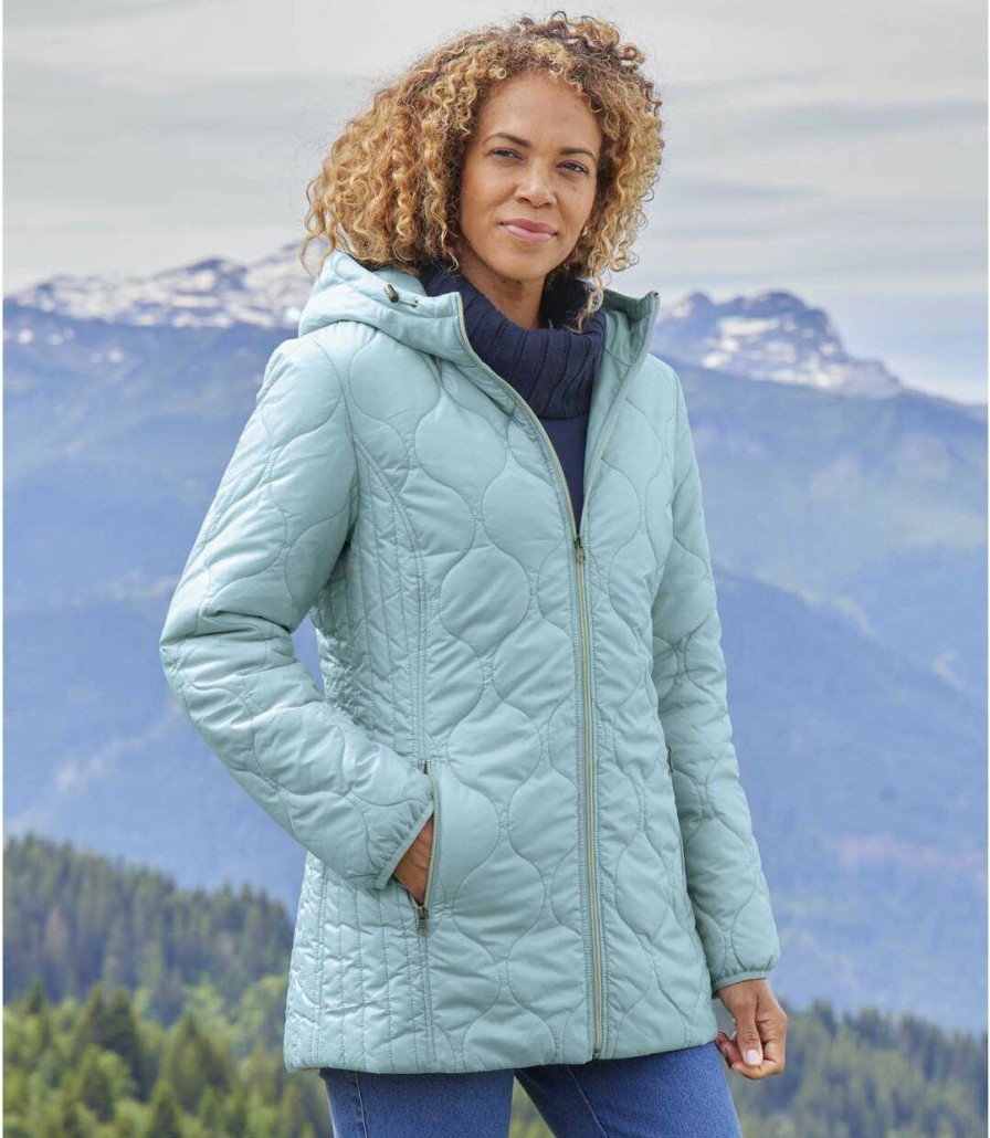 * Atlas For Men New Arrivals Women'S Blue Padded Jacket Water-Repellent New