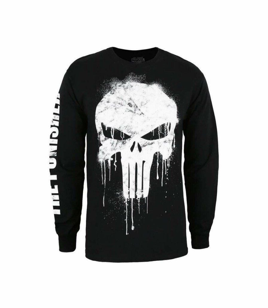 * Pertemba Hot Selling The Punisher Mens Skull Long-Sleeved T-Shirt (Black/White) Uttv791 Best