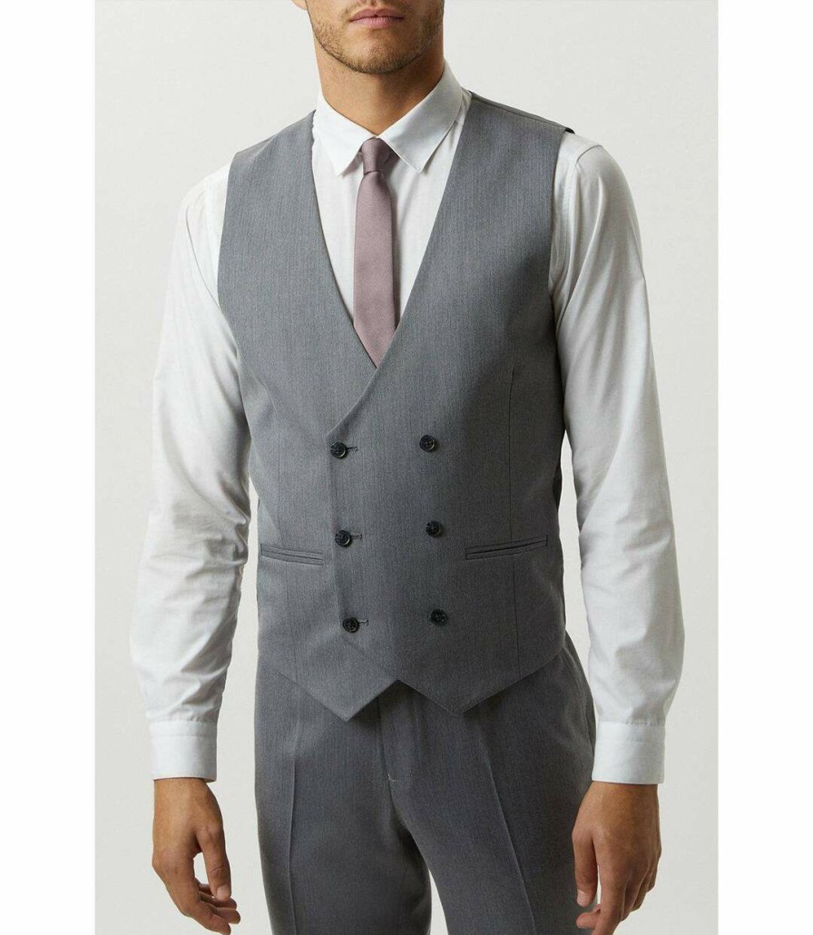 * Pertemba Opening Sales Burton Mens Mini Herringbone Tailored Vest (Gray) Utbw692 Hot