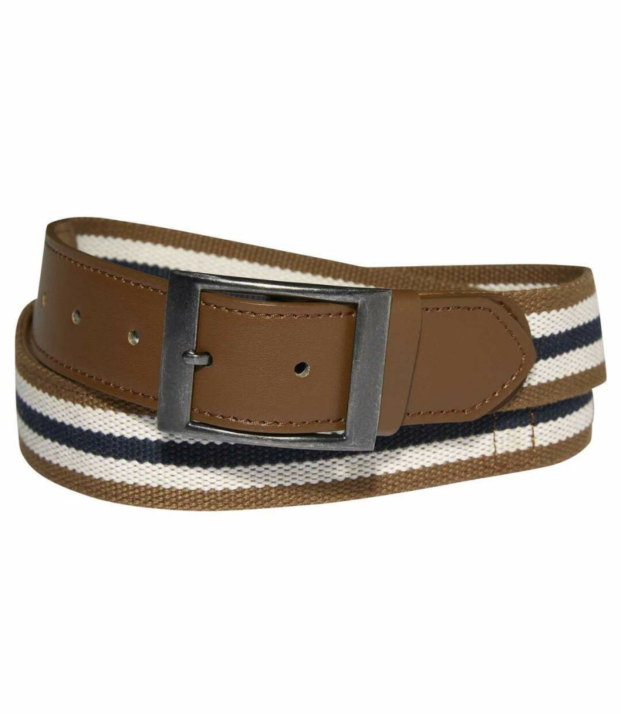 * Atlas For Men Good Quality Men'S Belt With Hidden Pocket Ecru Brown Navy Clearance