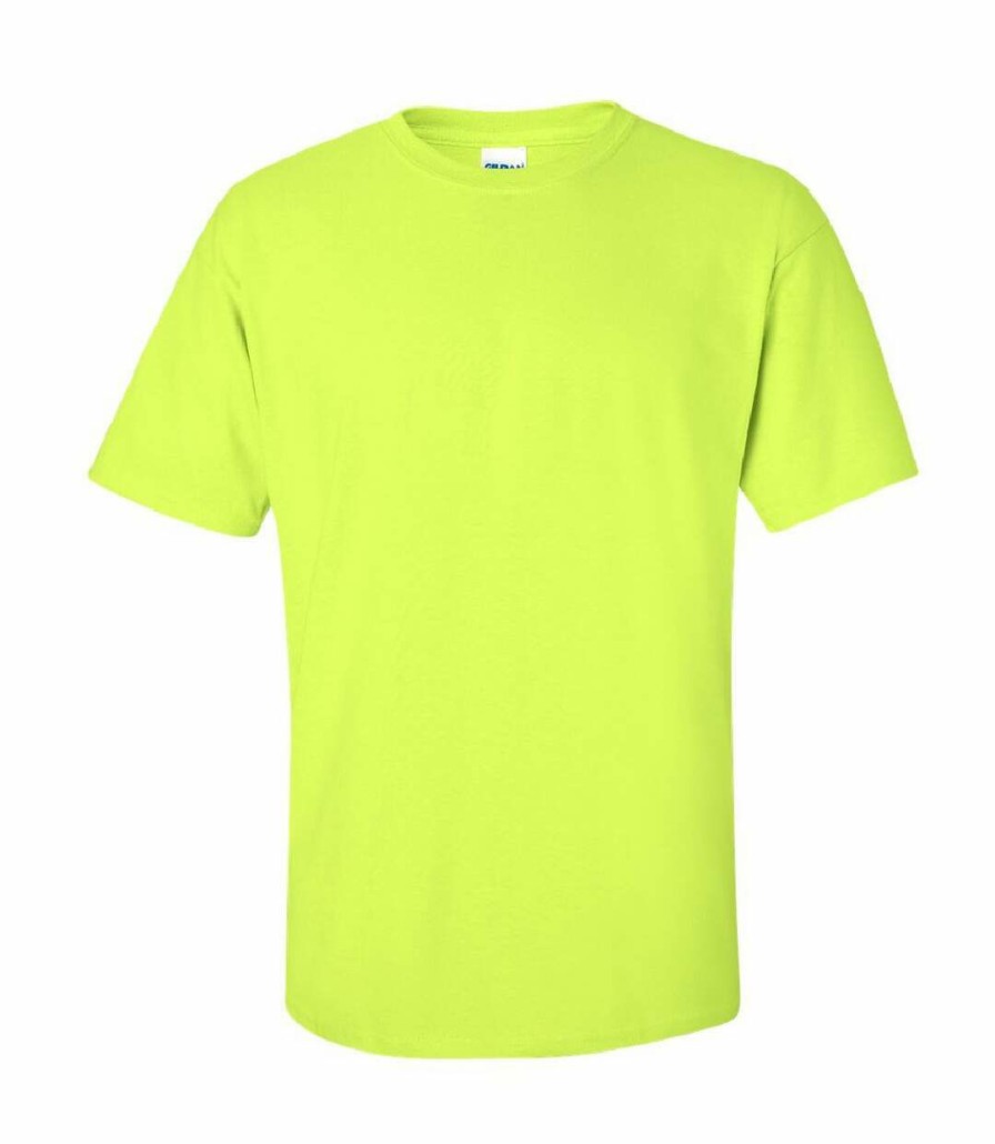 * Pertemba New Arrivals Gildan Mens Ultra Cotton Short Sleeve T-Shirt (New Safety Green) Utbc475 New