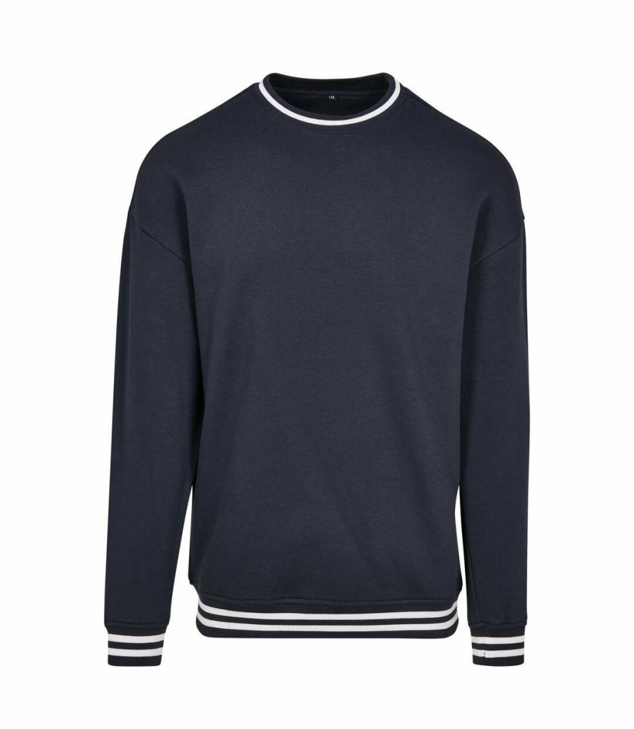 * Pertemba Cheap Build Your Brand Mens College Crew Neck Sweat (Navy/White) Utrw7649 Hot