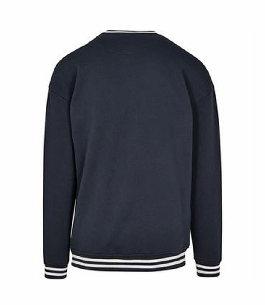 * Pertemba Cheap Build Your Brand Mens College Crew Neck Sweat (Navy/White) Utrw7649 Hot