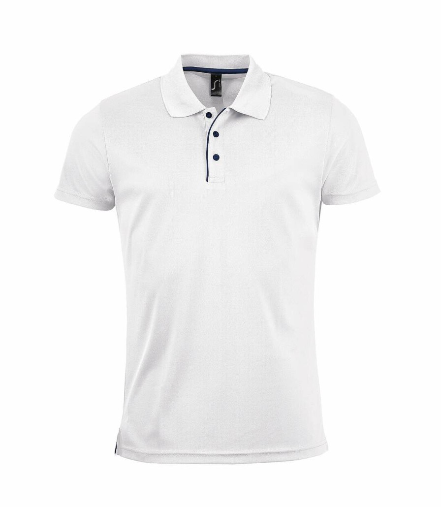 * Pertemba Clearance Sols Mens Performer Short Sleeve Pique Polo Shirt (White) Utpc2162 Hot