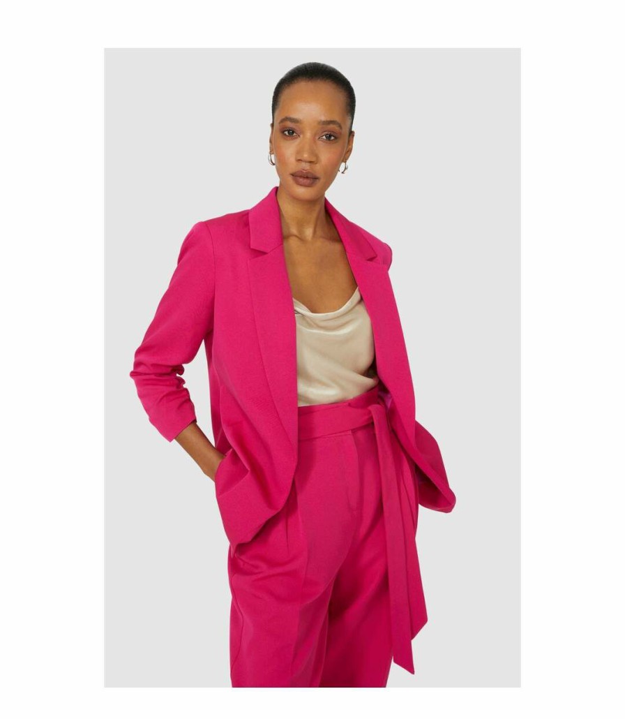 * Pertemba New Arrivals Principles Womens/Ladies Ruched Tailored Blazer (Magenta) Utdh2338 New