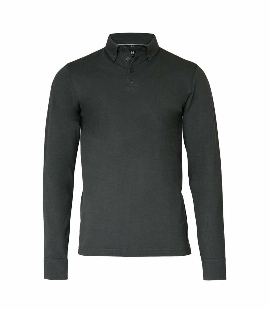 * Pertemba Online Nimbus Mens Carlington Deluxe Long Sleeve Polo Shirt (Charcoal) Utrw5653 Best