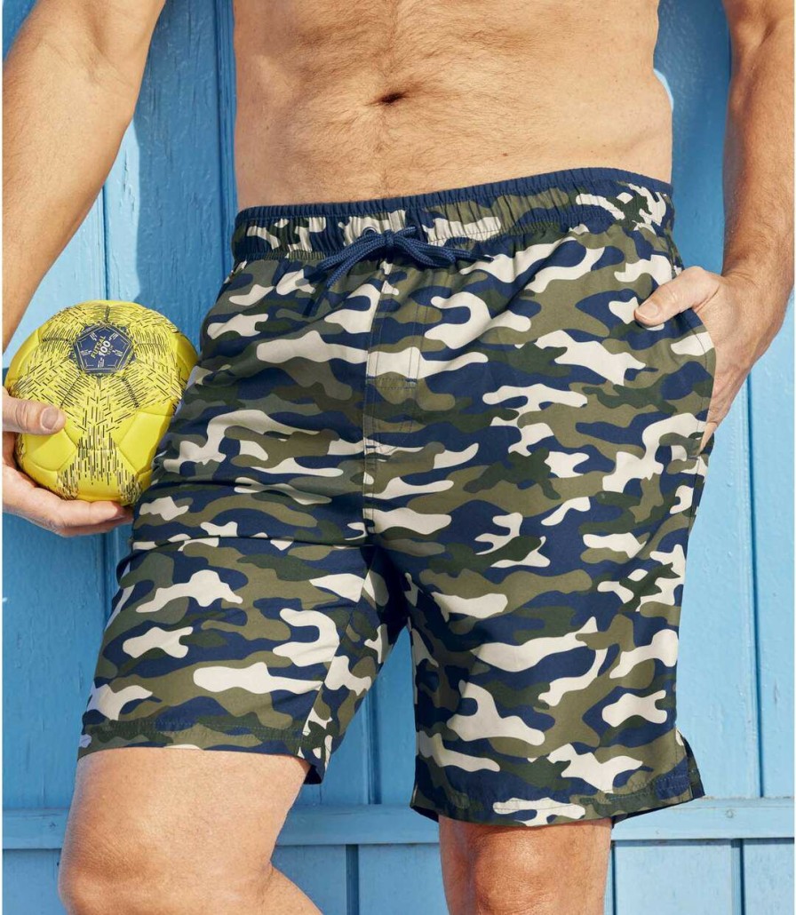 * Atlas For Men New Pack Of 2 Men'S Swim Shorts Camouflage Blue Wholesale