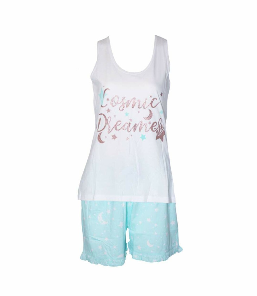 * Pertemba New Arrivals Forever Dreaming Womens/Ladies Cosmic Dreams Short Pyjama Set (White/Mint) Utut691 Best