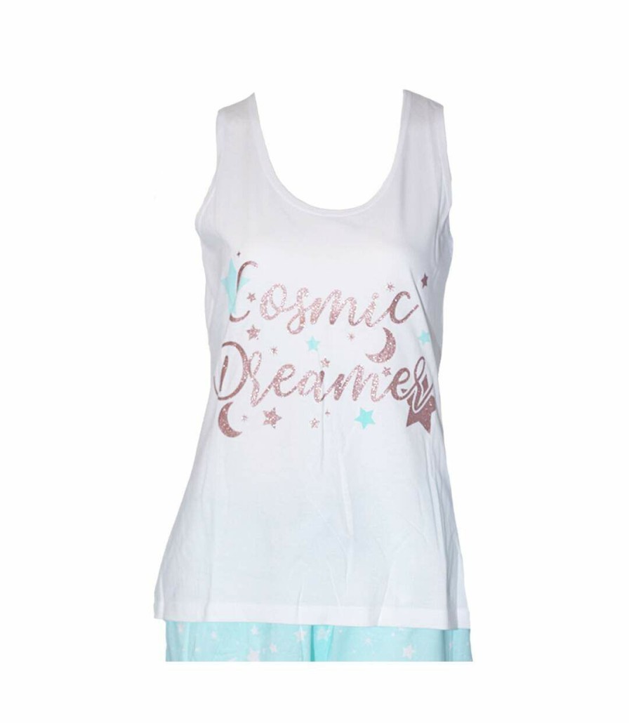 * Pertemba New Arrivals Forever Dreaming Womens/Ladies Cosmic Dreams Short Pyjama Set (White/Mint) Utut691 Best