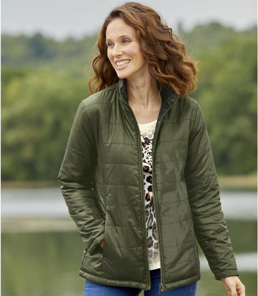 * Atlas For Men Online Women'S Water-Repellent Reversible Puffer Jacket Full Zip Khaki Hot