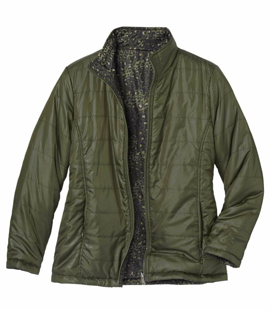 * Atlas For Men Online Women'S Water-Repellent Reversible Puffer Jacket Full Zip Khaki Hot