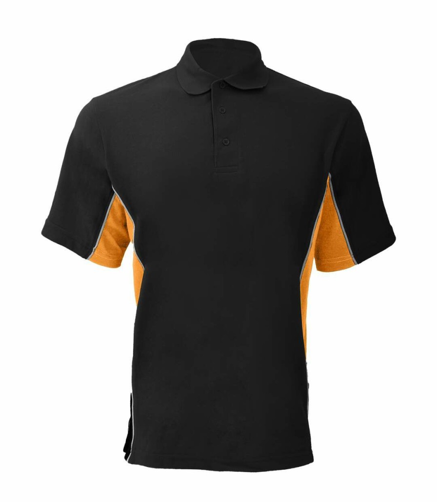 * Pertemba Opening Sales Gamegear Mens Track Pique Short Sleeve Polo Shirt Top (Black/Orange/White) Utbc412 Clearance