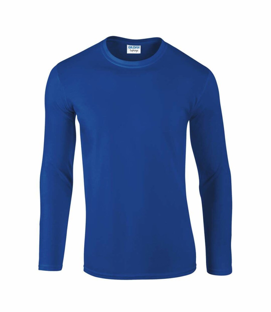 * Pertemba Quick Delivery Gildan Mens Soft Style Long Sleeve T-Shirt (Royal) Utbc488 Clearance