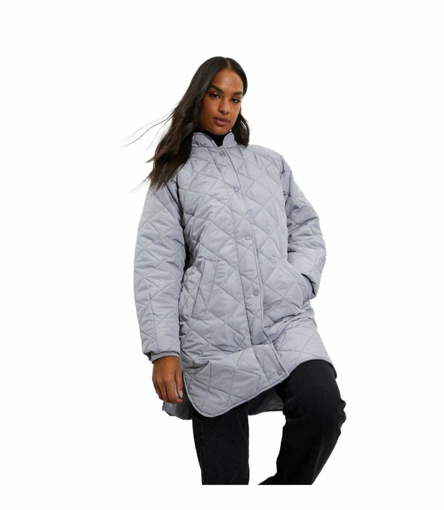 * Pertemba Online Dorothy Perkins Womens/Ladies Lightweight Longline Padded Jacket (Silver) Utdp345 New