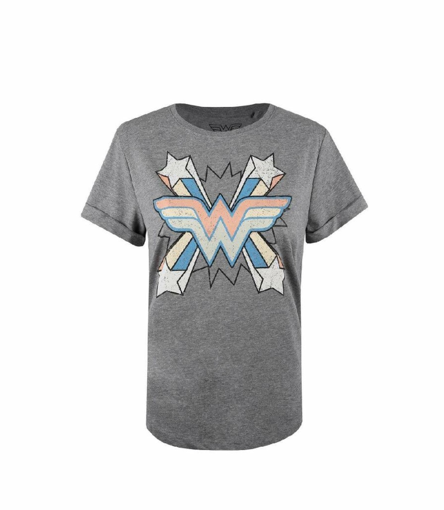 * Pertemba Sale Online Wonder Woman Womens/Ladies Burst Heather T-Shirt (Graphite/Blue/Pink) Uttv1645 Hot