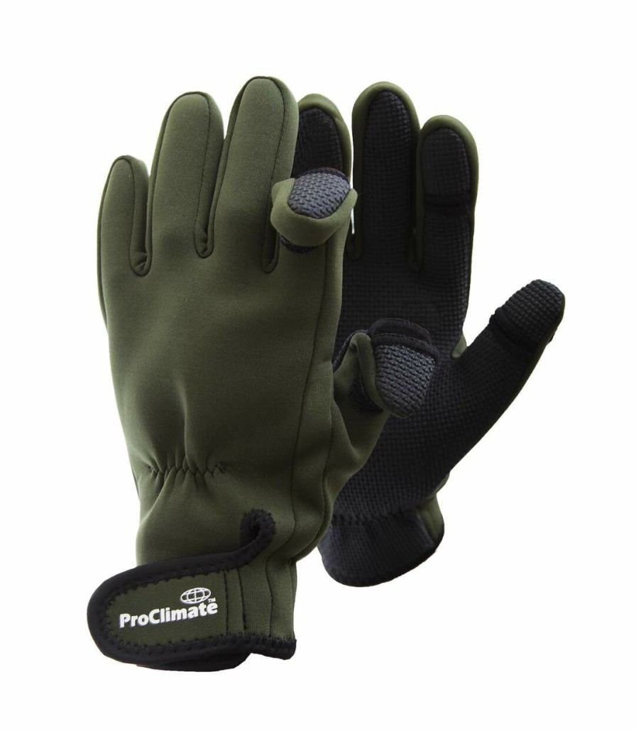 * Pertemba Classical Floso Mens Neoprene Fishing Gloves (Lightweight Waterproof) (Green) Utgl259 Best