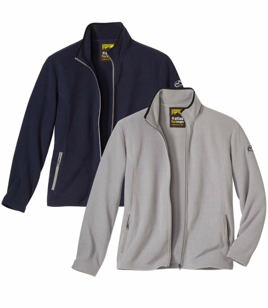 * Atlas For Men New Arrivals Pack Of 2 Men'S Full Zip Microfleece Jackets Navy Grey Wholesale