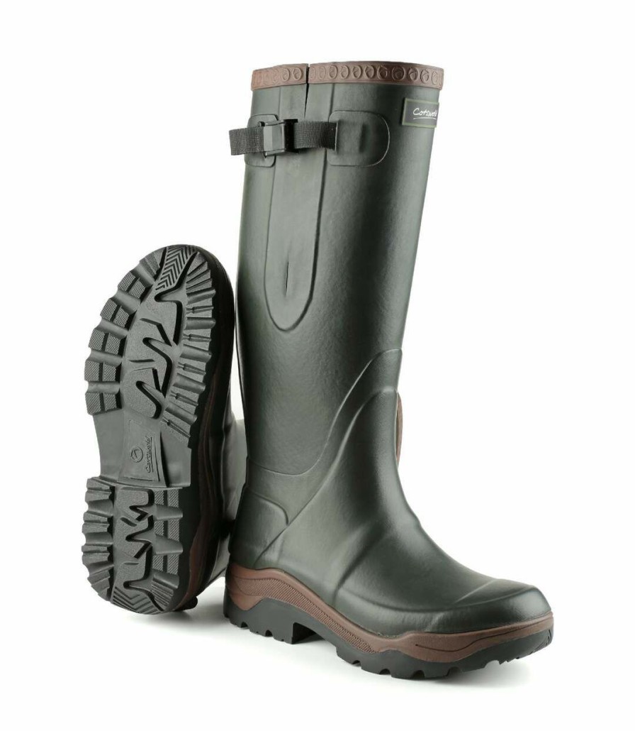 * Pertemba Best-Selling Cotswold Mens Compass Neoprene Wellington Boots (Green) Utfs4875 Clearance