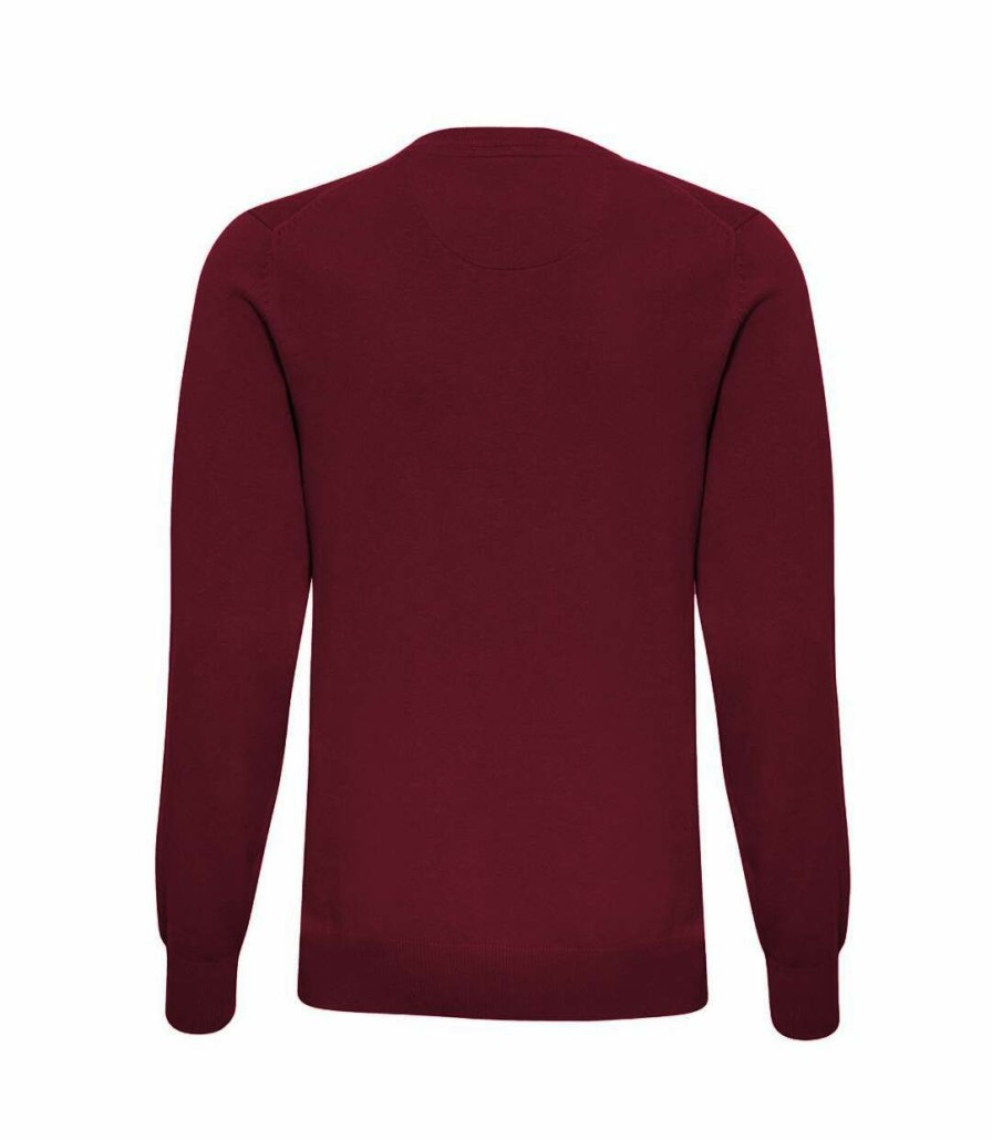 * Pertemba Crazy Deals Asquith & Fox Mens Cotton Rich V-Neck Sweater (Burgundy) Utrw5188 Clearance