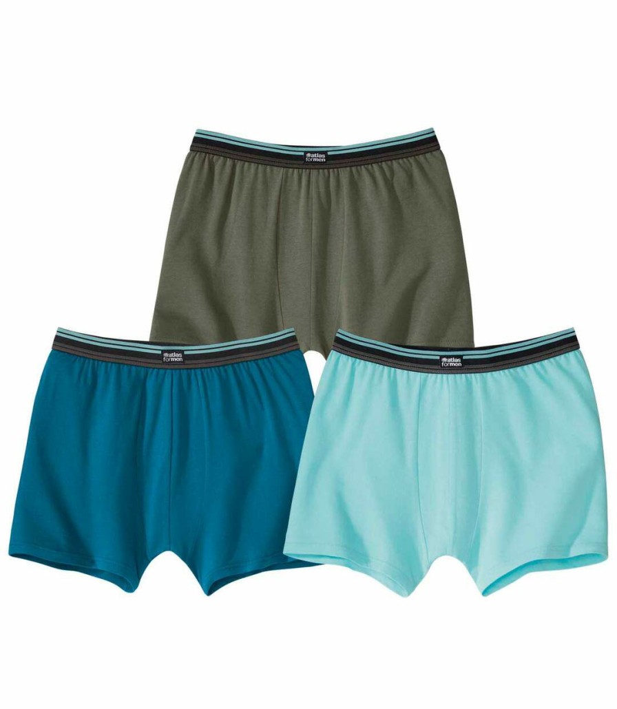 * Atlas For Men Latest Fashion Pack Of 3 Men'S Essential Boxer Shorts Khaki Blue Aqua Best