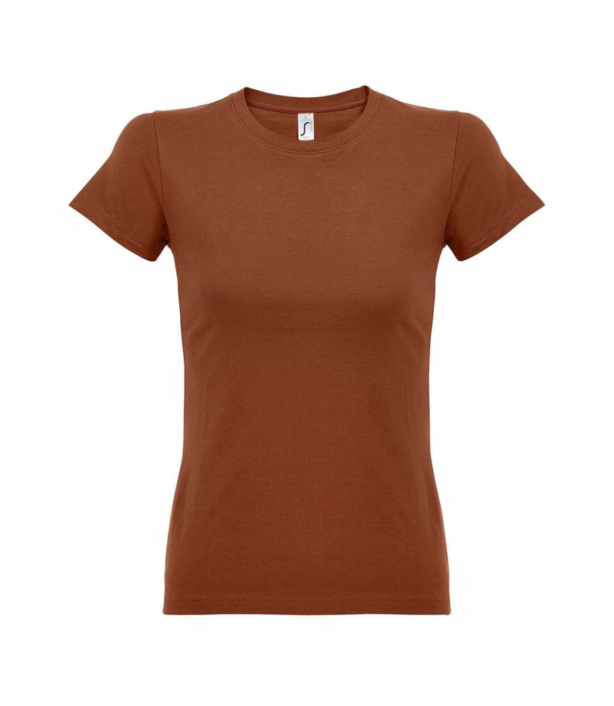 * Pertemba Opening Sales Sols Womens/Ladies Imperial Heavy Short Sleeve T-Shirt (Terracotta) Utpc291 Clearance