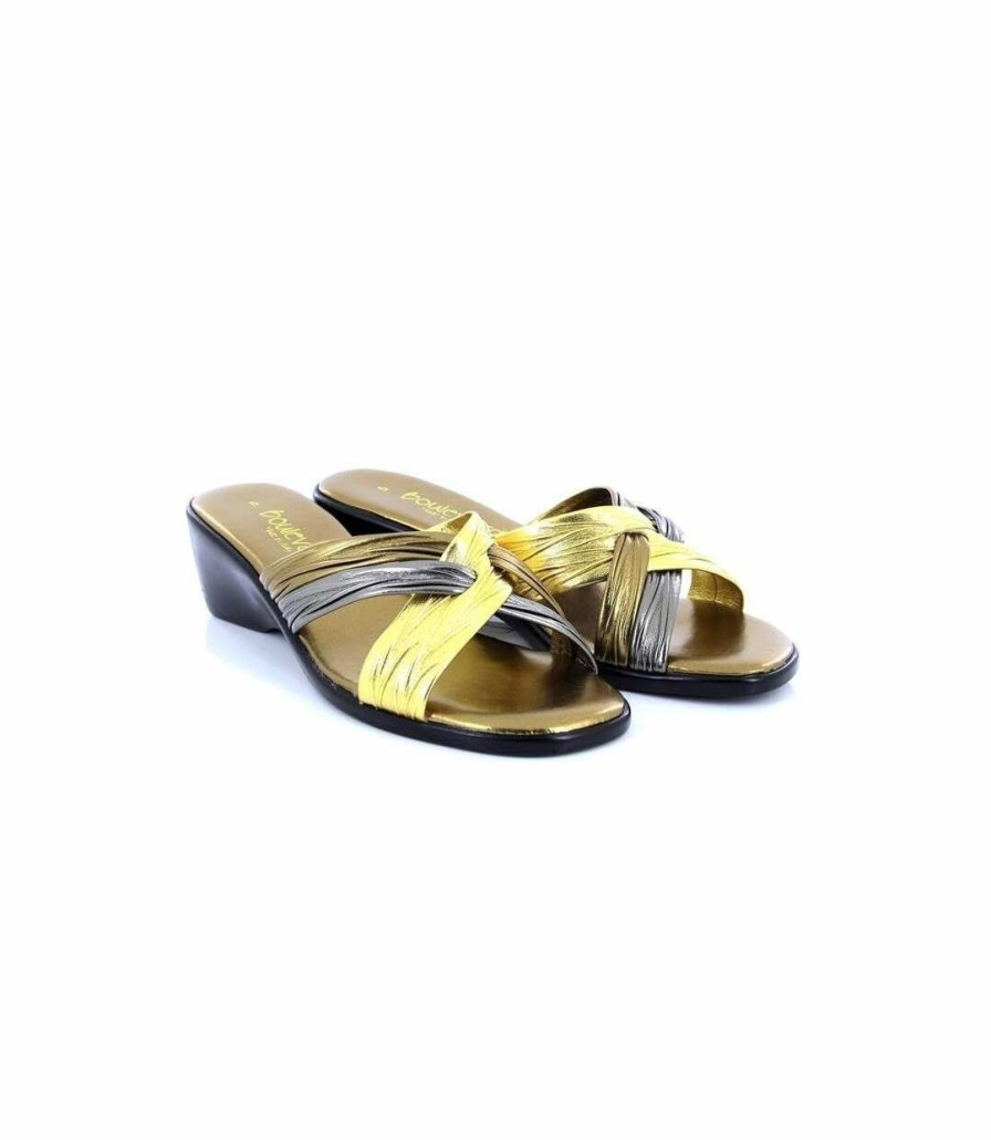 * Pertemba New Arrivals Lucia Womens/Ladies X Over Mule Sandals (Bronze/Pewter/Gold) Utdf217 New