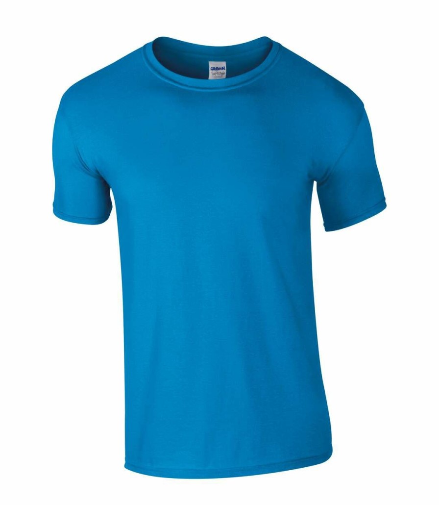 * Pertemba Original Gildan Mens Short Sleeve Soft-Style T-Shirt (Sapphire) Utrw3659 New