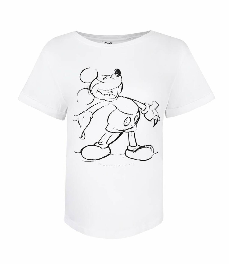 * Pertemba Popular Disney Womens/Ladies Mickey Giggles Cotton T-Shirt (White) Uttv1249 New