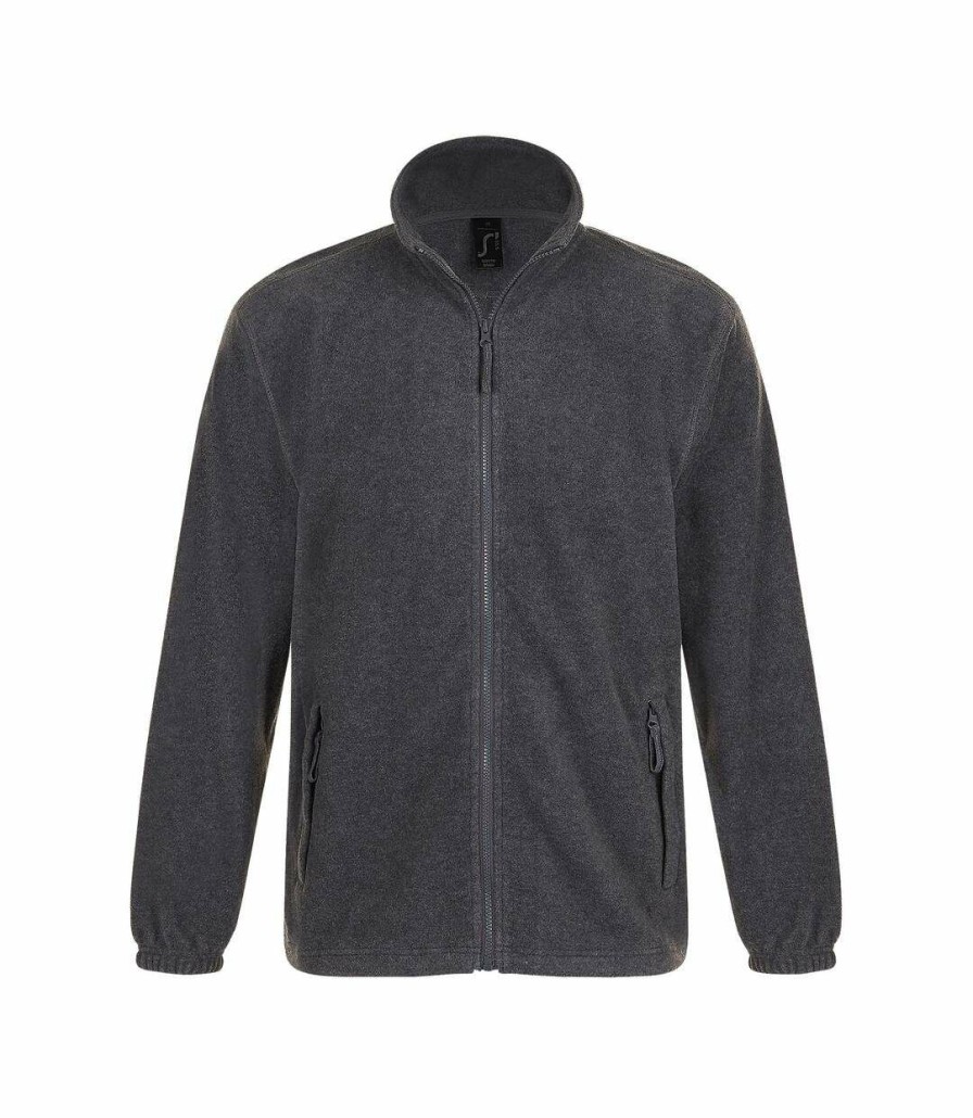 * Pertemba Clearance Sols Mens North Full Zip Outdoor Fleece Jacket (Gray Marl) Utpc343 Hot