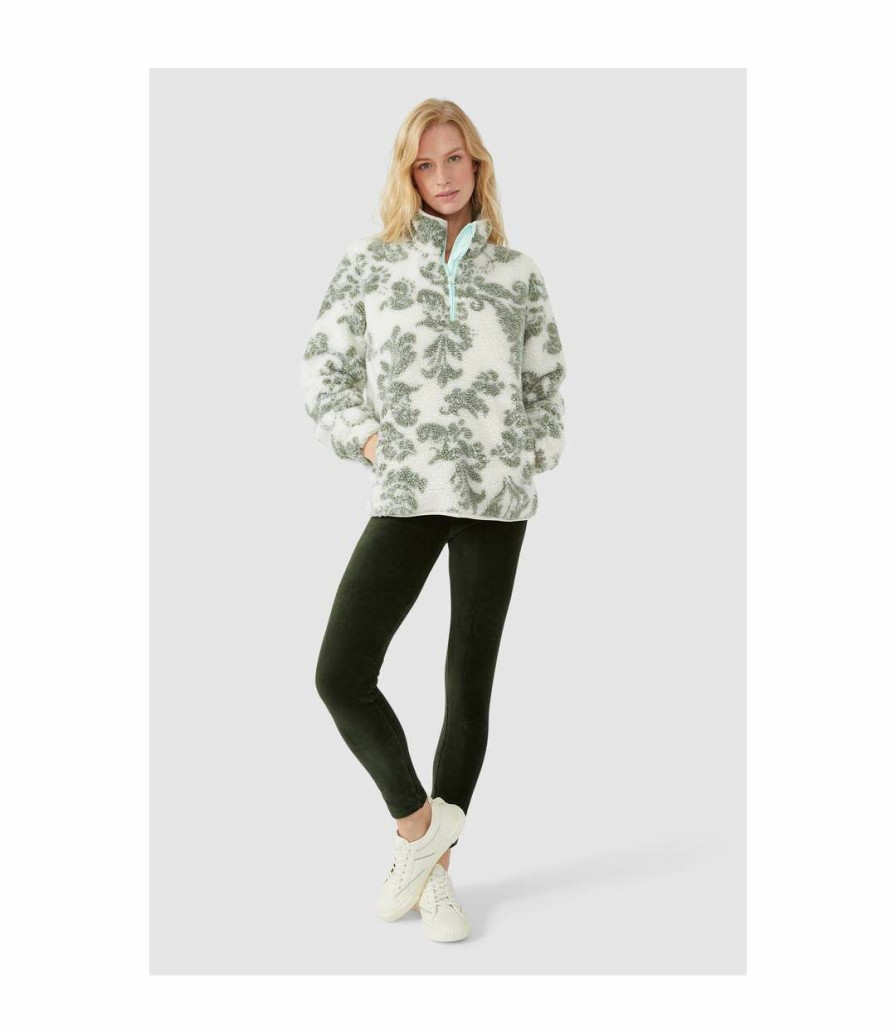 * Pertemba New Mantaray Womens/Ladies Damask Sherpa Fleece Quarter Zip Top (Light Green) Utdh3950 Best