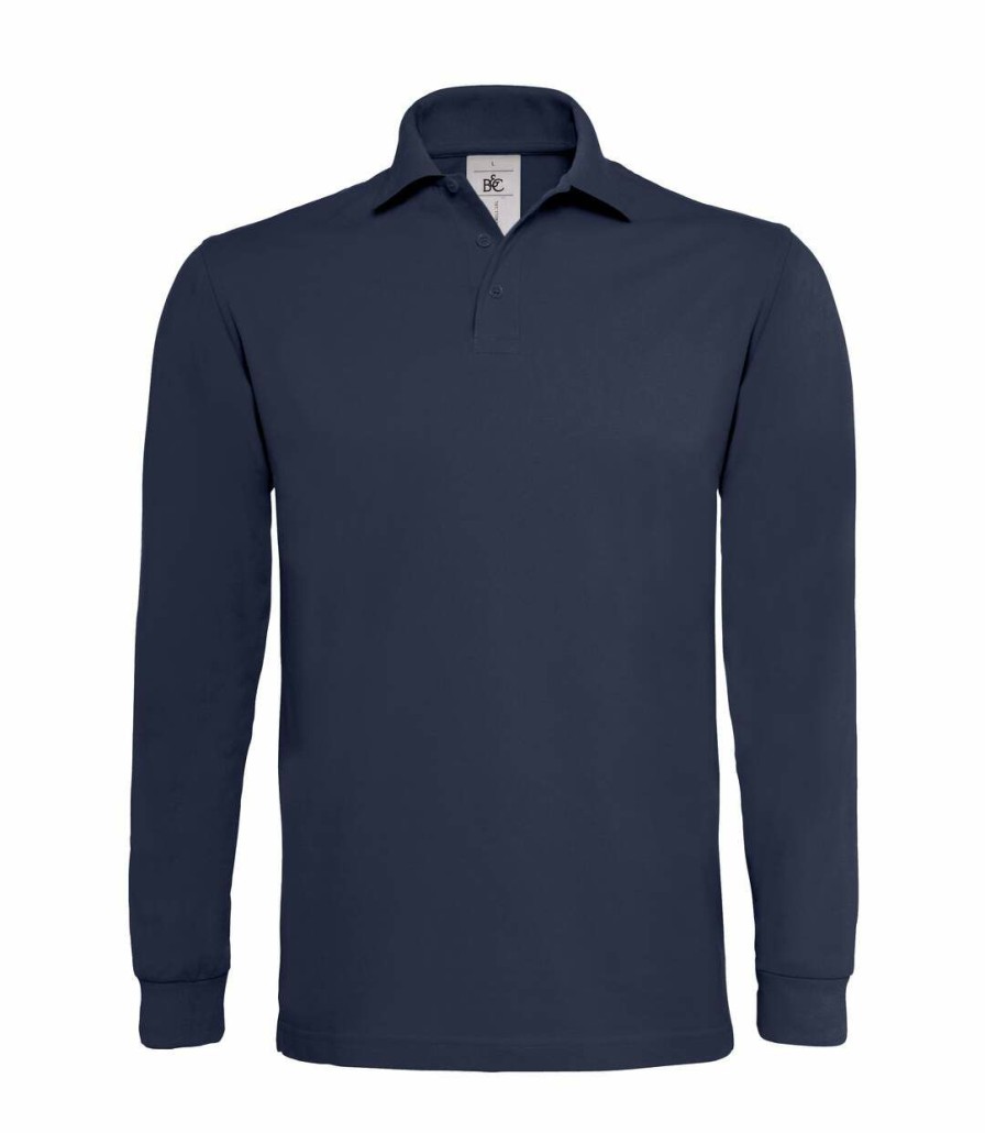 * Pertemba Top Selling B&C Mens Heavymill Cotton Long Sleeve Polo Shirt (Navy) Utrw3007 Best