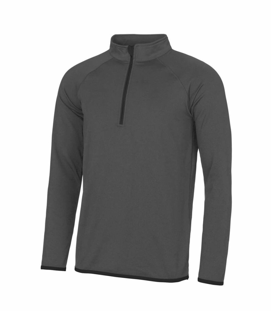 * Pertemba Closeout Sale Awdis Just Cool Mens Half Zip Sweatshirt (Charcoal/ Jet Black) Utrw4815 Wholesale