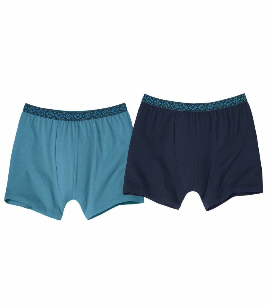 * Atlas For Men Good Quality Pack Of 2 Men'S Stretch Boxer Shorts Blue Navy Hot