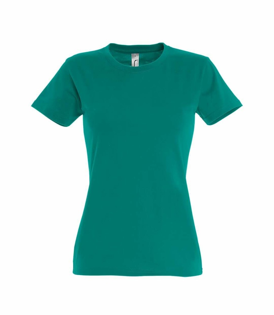 * Pertemba Quick Delivery Sols Womens/Ladies Imperial Heavy Short Sleeve T-Shirt (Emerald) Utpc291 Clearance