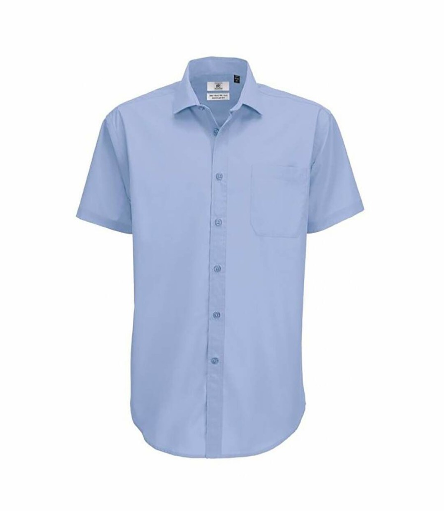 * Pertemba Online B&C Mens Smart Short Sleeve Shirt / Mens Shirts (Business Blue) Utbc112 Clearance